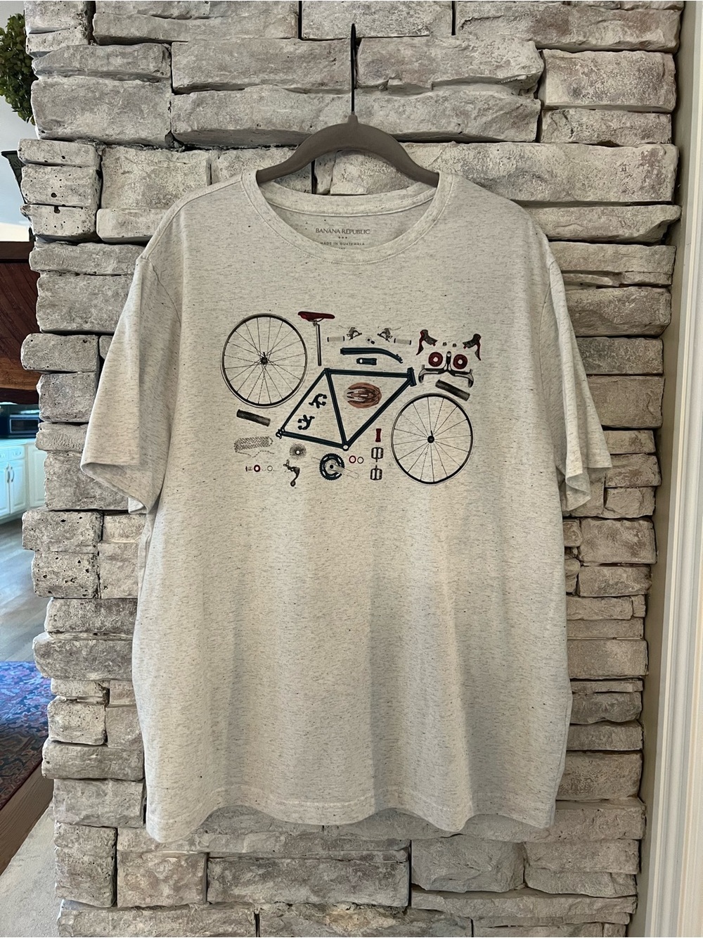 Banana Republic Men’s Light Gray Bicycle Graphic T‑Shirt